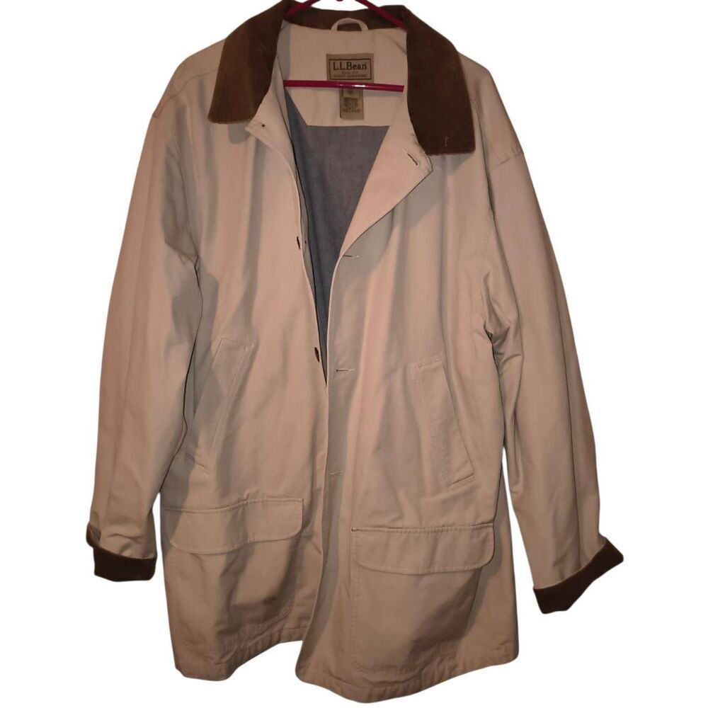 LL Bean Chore Jacket XXL Tall Beige Barn Cord Collar Outdoor Preppy Field Coat L
